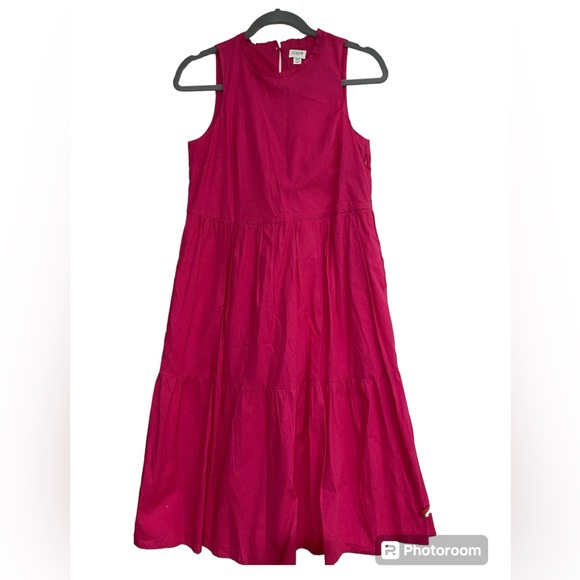 J. Crew Dresses & Skirts - J.Crew Pink Sleeveless Ruffled Round Neck Tiered MIDI Dress Size 00